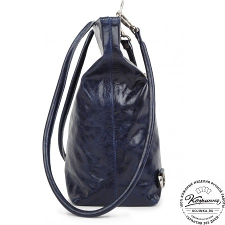 Женская кожаная сумка-рюкзак "Валентино" (синяя)